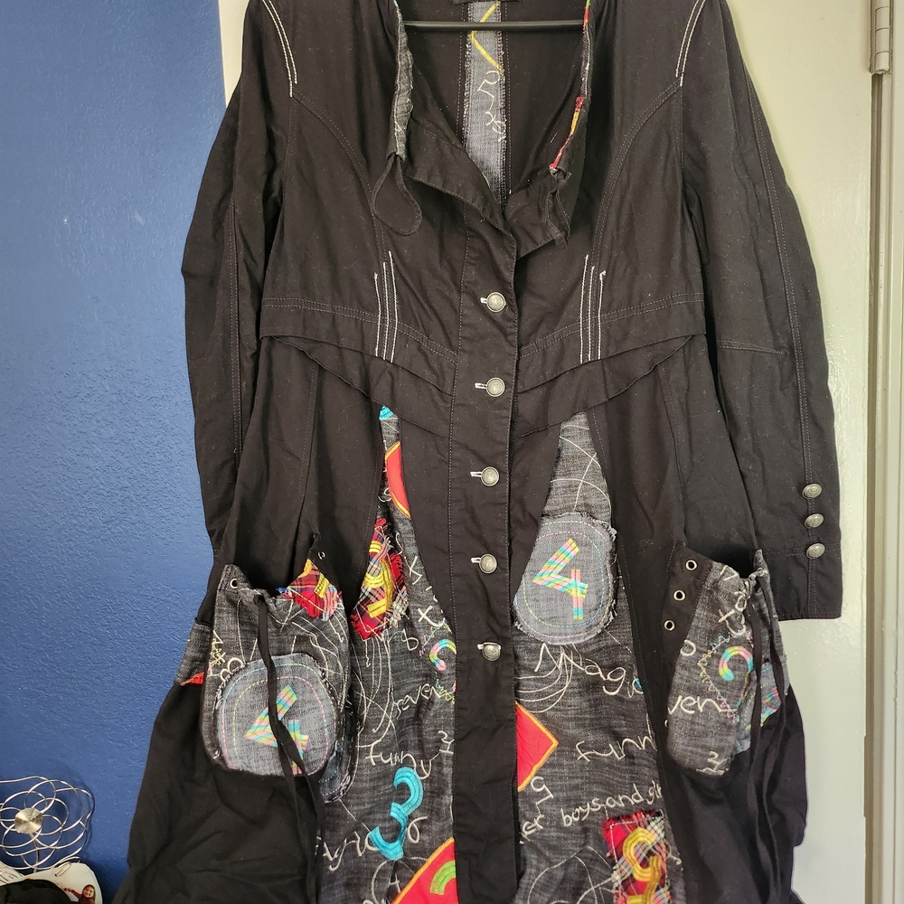 Animale Black Jacket with Vibrant Details